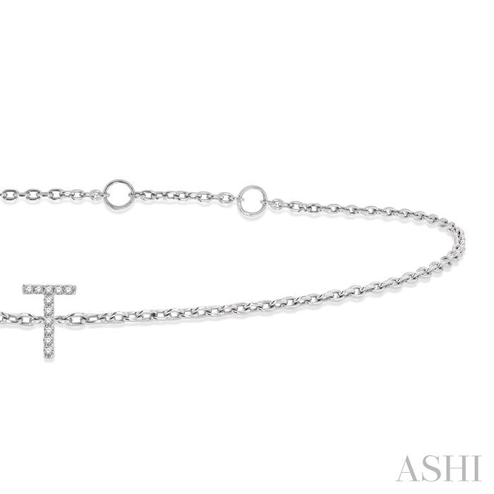 Block 'T' Initial Diamond Chain Bracelet-2