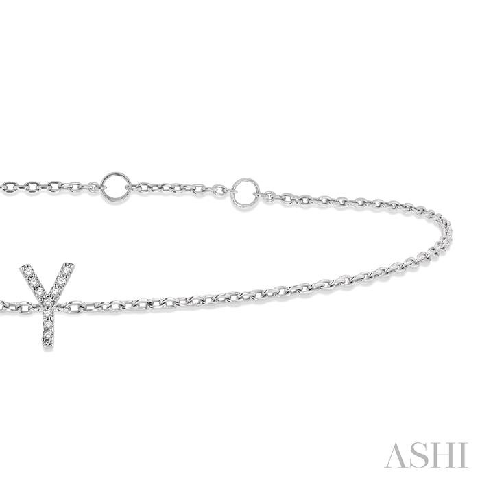 Block 'Y' Initial Diamond Chain Bracelet-2
