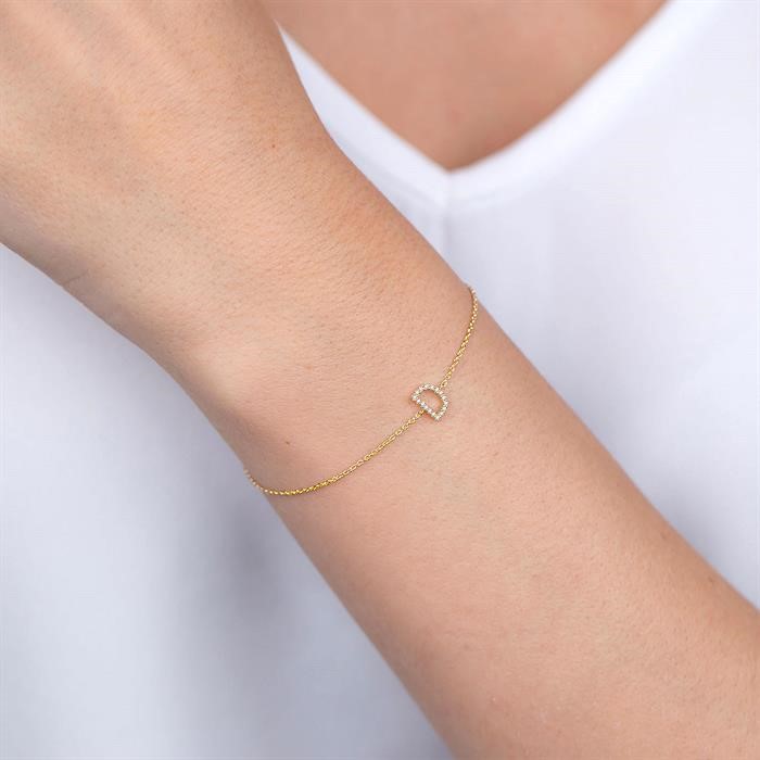 Block 'P' Initial Diamond Chain Bracelet-3