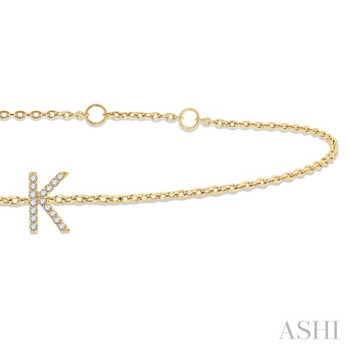 Block 'K' Initial Diamond Chain Bracelet-2