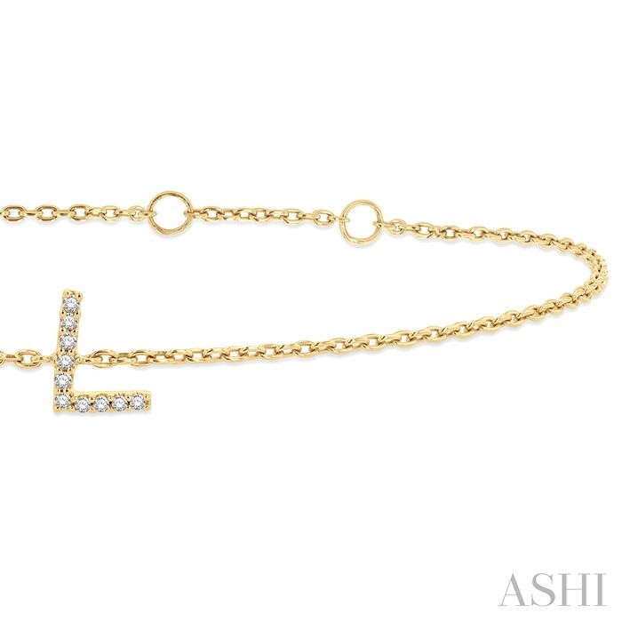 Block 'L' Initial Diamond Chain Bracelet-2