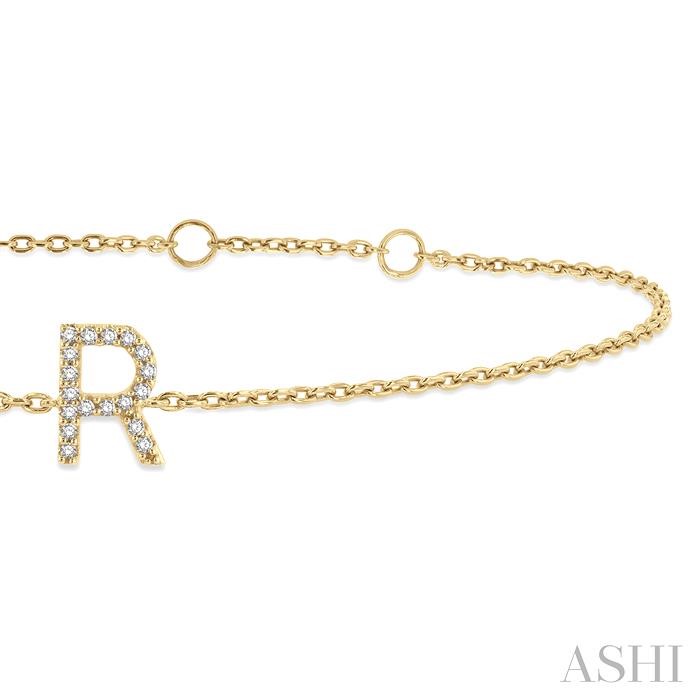Block 'R' Initial Diamond Chain Bracelet-2