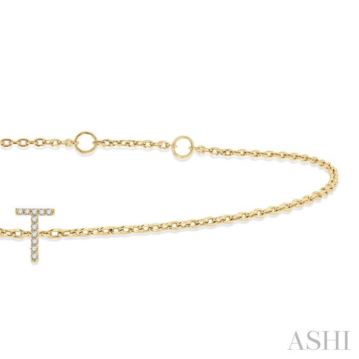 Block 'T' Initial Diamond Chain Bracelet-2