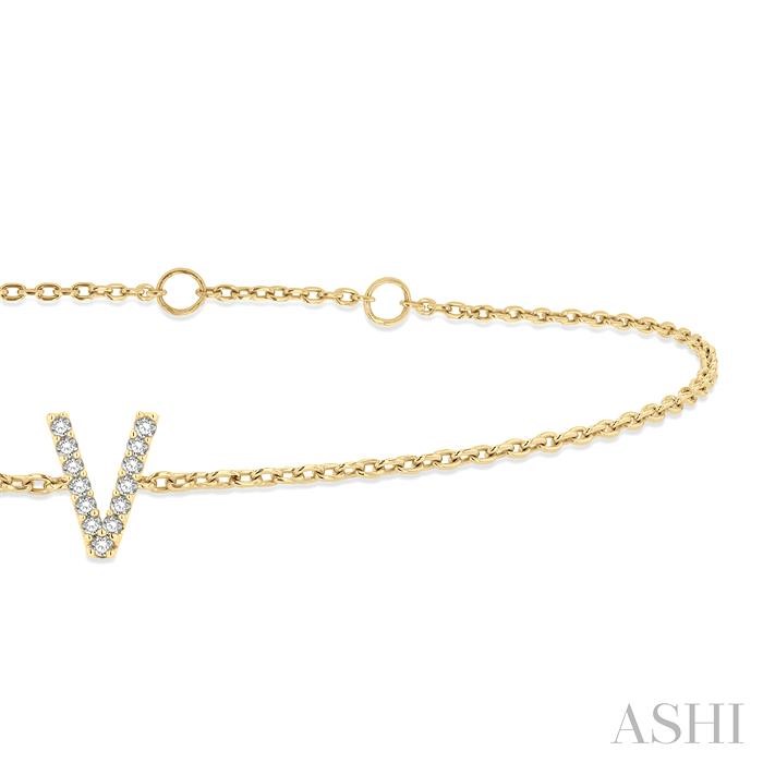 Block 'V' Initial Diamond Chain Bracelet-2