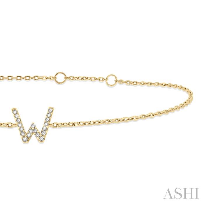 Block 'W' Initial Diamond Chain Bracelet-2