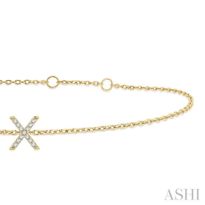 Block 'X' Initial Diamond Chain Bracelet-2