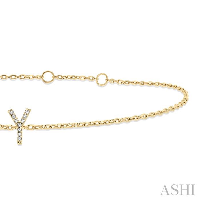 Block 'Y' Initial Diamond Chain Bracelet-2