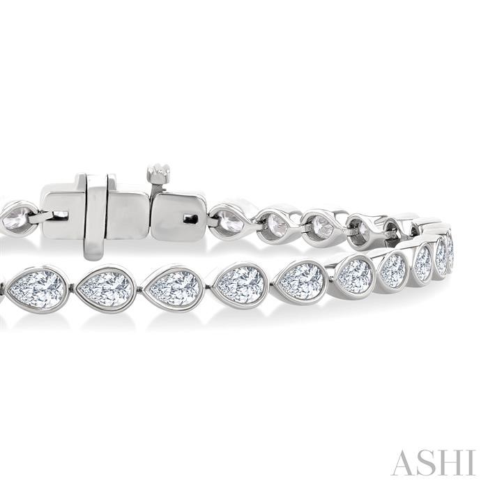 Pear Shape East-West Bezel Set Diamond Tennis Bracelet-2