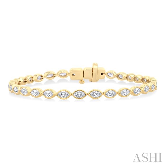 Marquise Shape East-West Bezel Set Diamond Tennis Bracelet