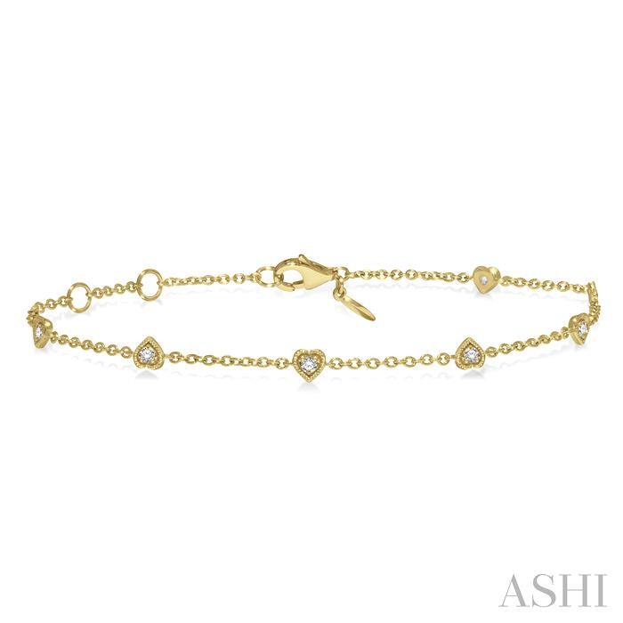 HEART SHAPE DIAMOND STATION CHAIN BRACELET