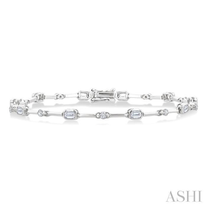 Emerald Shape Bezel Set Diamond Bracelet