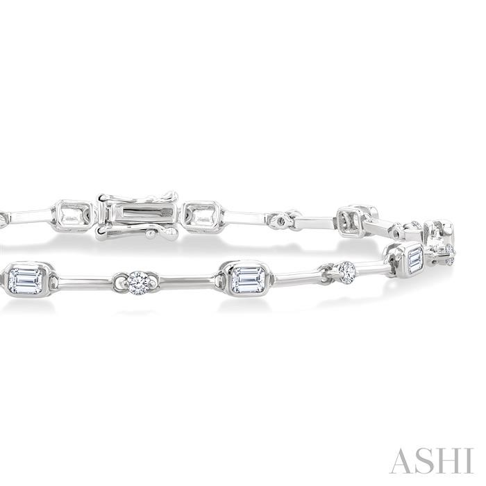 Emerald Shape Bezel Set Diamond Bracelet-2