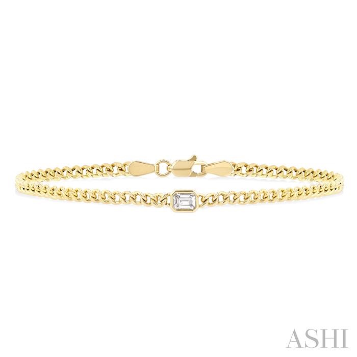 Emerald Shape Curb Diamond Fashion Bracelet