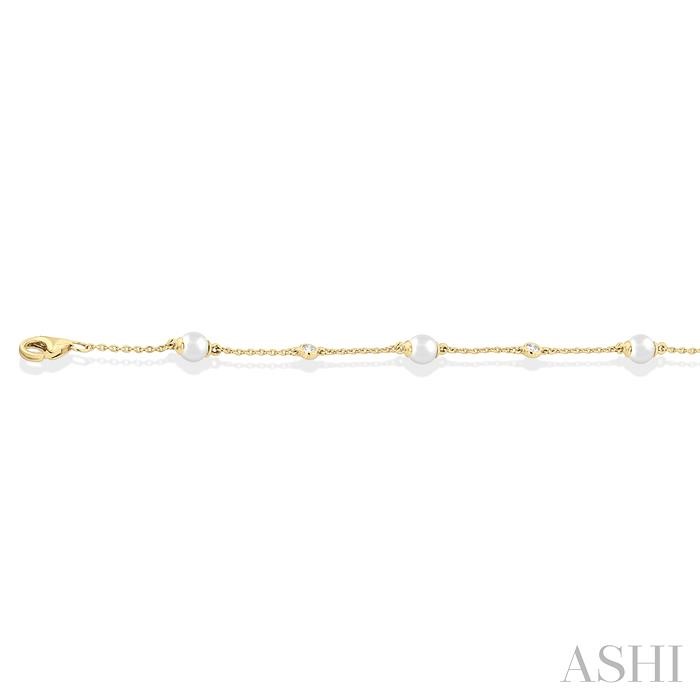 Pearl & Diamond Station Chain Bracelet