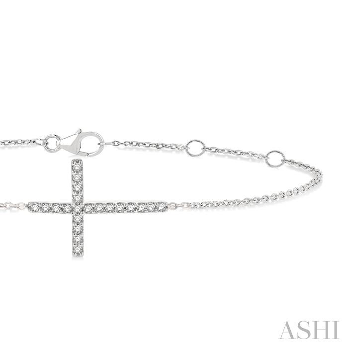Sideway Cross Petite Diamond Fashion Chain Bracelet-2