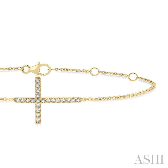 Sideway Cross Petite Diamond Fashion Chain Bracelet-2