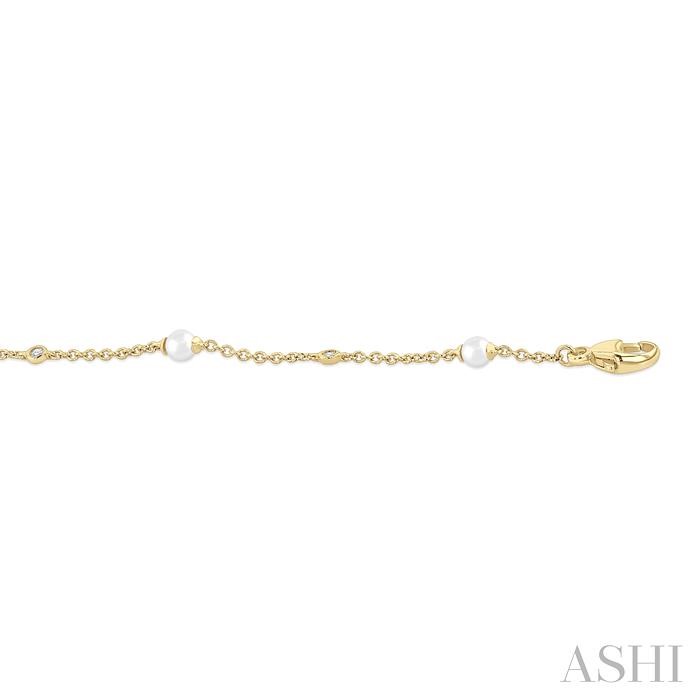 Pearl & Diamond Station Chain Bracelet