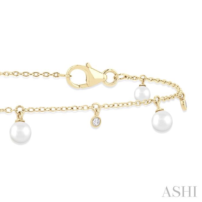 Pearl & Diamond Station Chain Bracelet