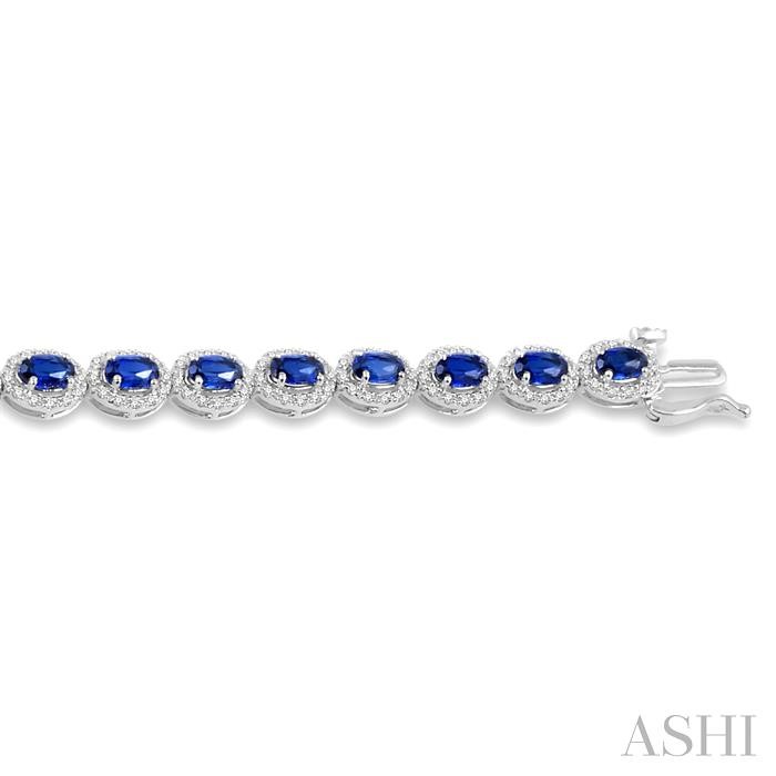 Oval Shape Gemstone & Halo Diamond Bracelet-3