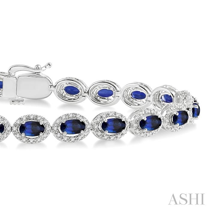 Oval Shape Gemstone & Halo Diamond Bracelet-2