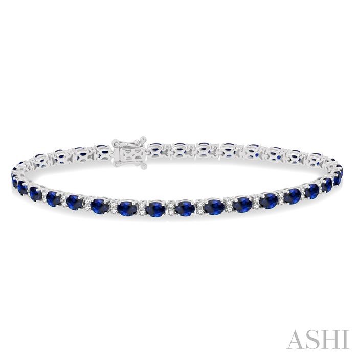 OVAL SHAPE GEMSTONE & DIAMOND TENNIS BRACELET