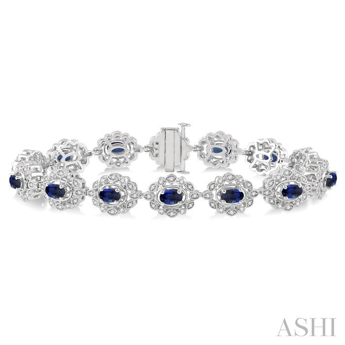 OVAL SHAPE GEMSTONE & HALO DIAMOND BRACELET