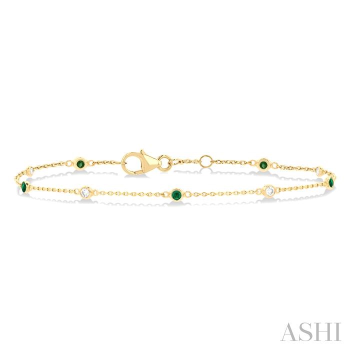 Alternate Gemstone & Diamond Station Chain Bracelet