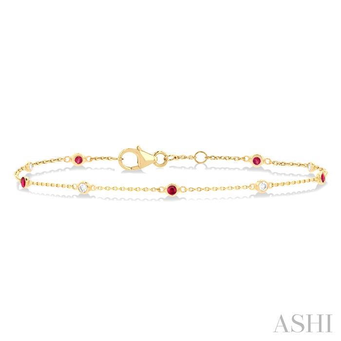 Alternate Gemstone & Diamond Station Chain Bracelet