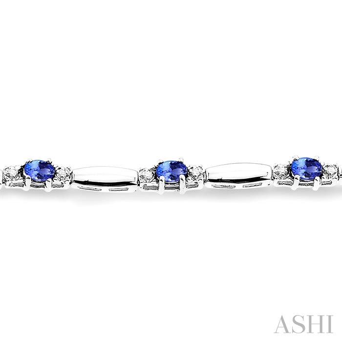 Oval Shape Gemstone & Diamond Bracelet-3
