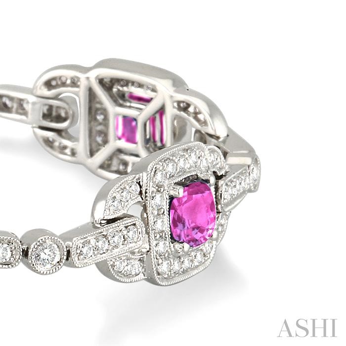 Cushion Shape Gemstone & Halo Diamond Bracelet-2