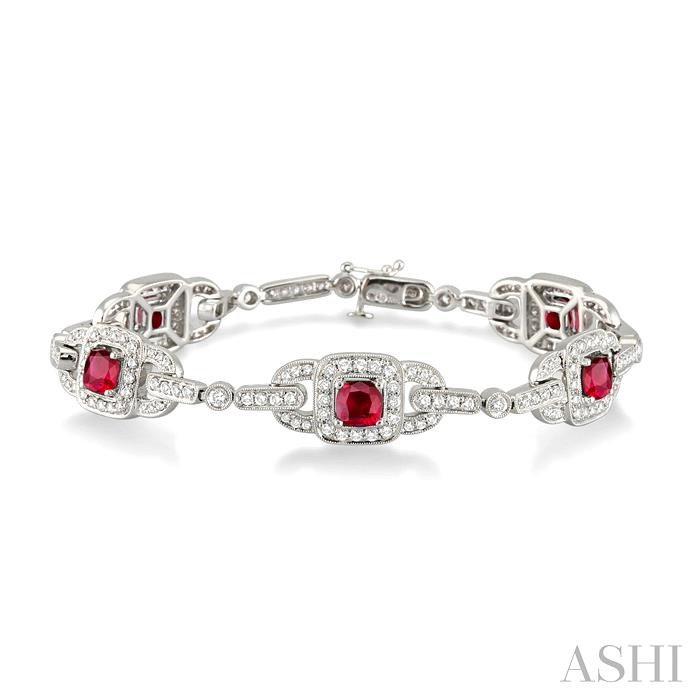 GEMSTONE & HALO DIAMOND BRACELET