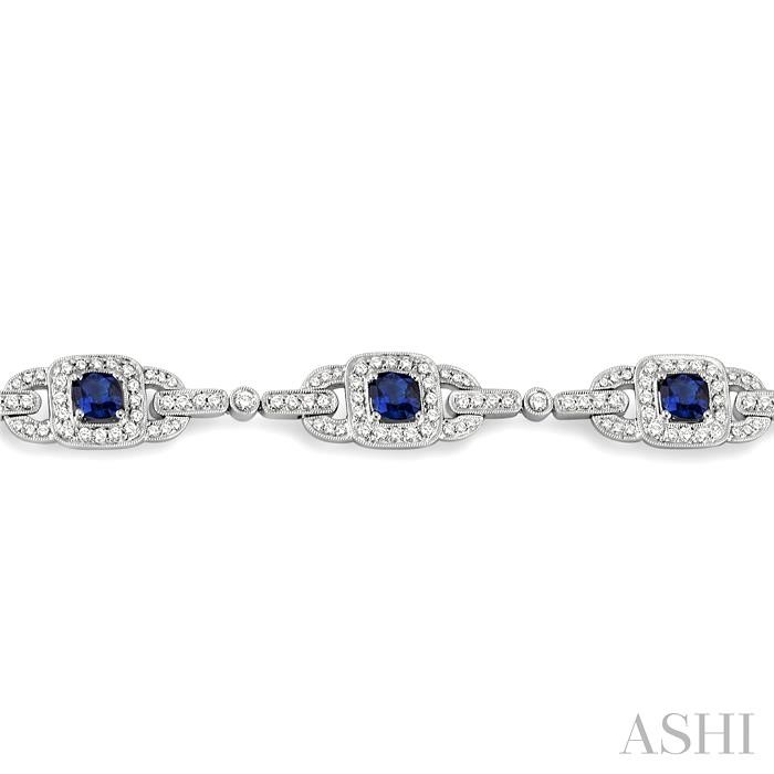 Cushion Shape Gemstone & Halo Diamond Bracelet-3