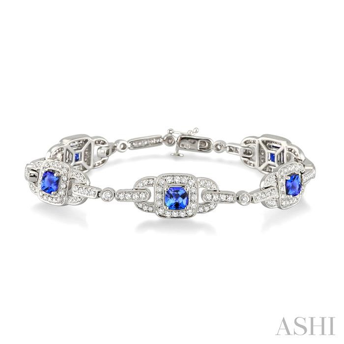 CUSHION SHAPE GEMSTONE & HALO DIAMOND BRACELET