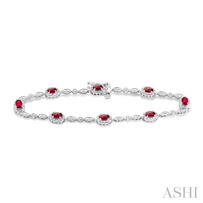 OVAL SHAPE GEMSTONE & DIAMOND BRACELET