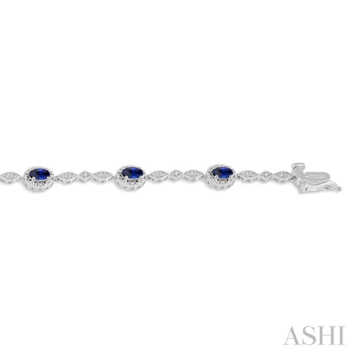 Oval Shape Gemstone & Halo Diamond Bracelet-3