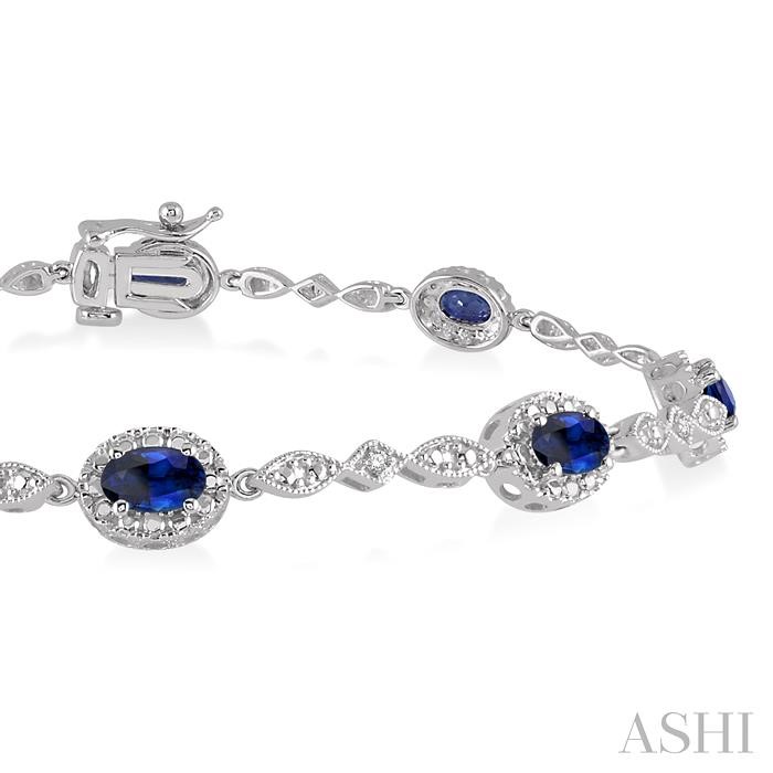 Oval Shape Gemstone & Halo Diamond Bracelet-2