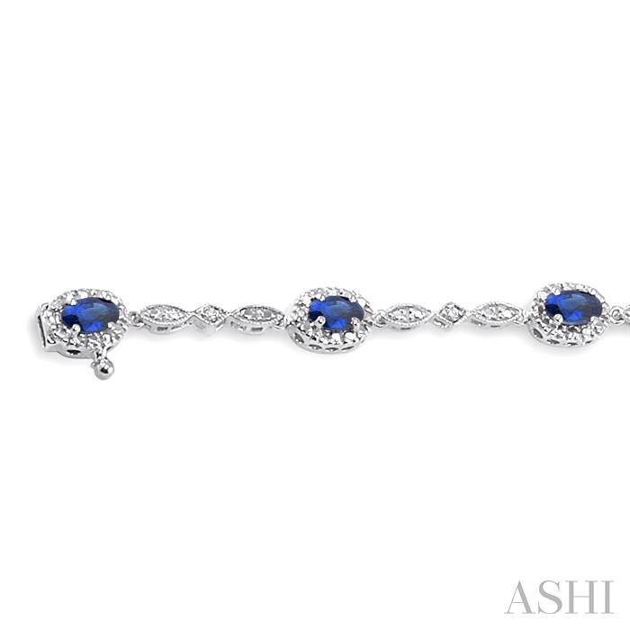 Oval Shape Gemstone & Halo Diamond Bracelet-3