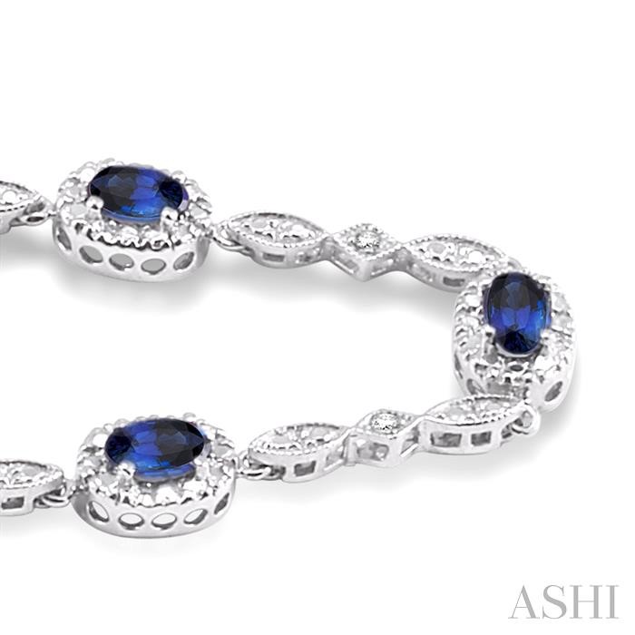 Oval Shape Gemstone & Halo Diamond Bracelet-2