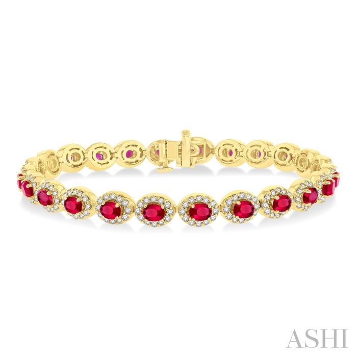 OVAL SHAPE HALO GEMSTONE & DIAMOND BRACELET