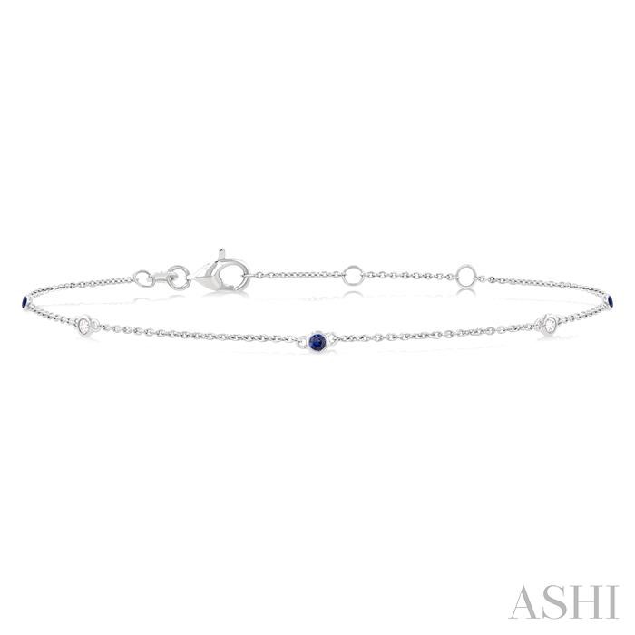 Alternate Gemstone & Diamond Station Chain Bracelet