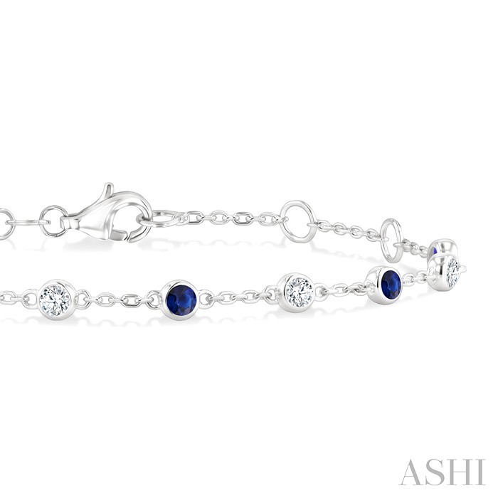 Bezel Gemstone & Diamond Station Chain Bracelet