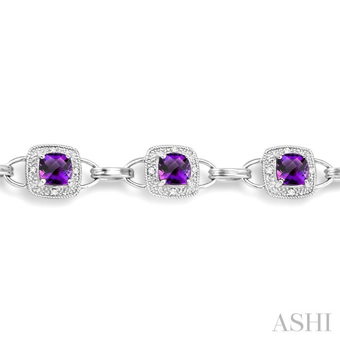 Cushion Shape Gemstone & Halo Diamond Bracelet-3