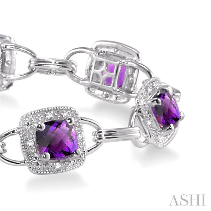 Cushion Shape Gemstone & Halo Diamond Bracelet-2