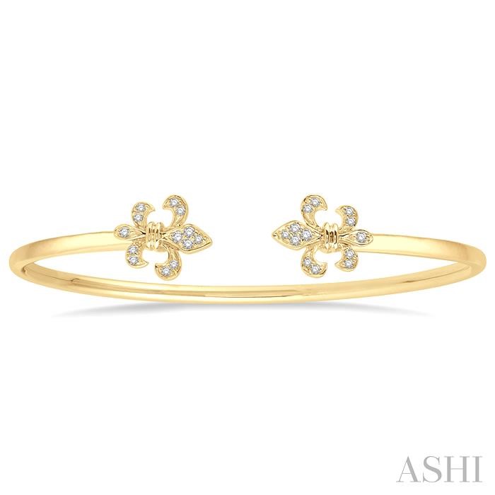 Stackable Fleur De Lis Diamond Open Cuff Bangle-2