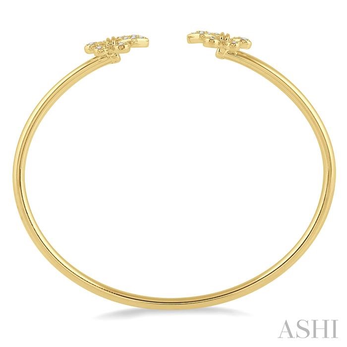 Stackable Fleur De Lis Diamond Open Cuff Bangle-3