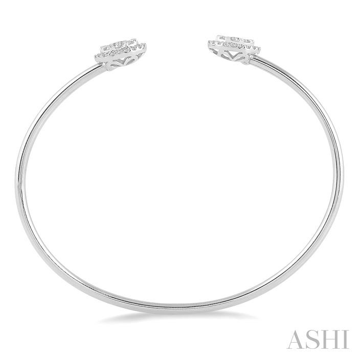 Stackable Oval Shape Halo Lovebright Essential Diamond Open Cuff Bangle-3