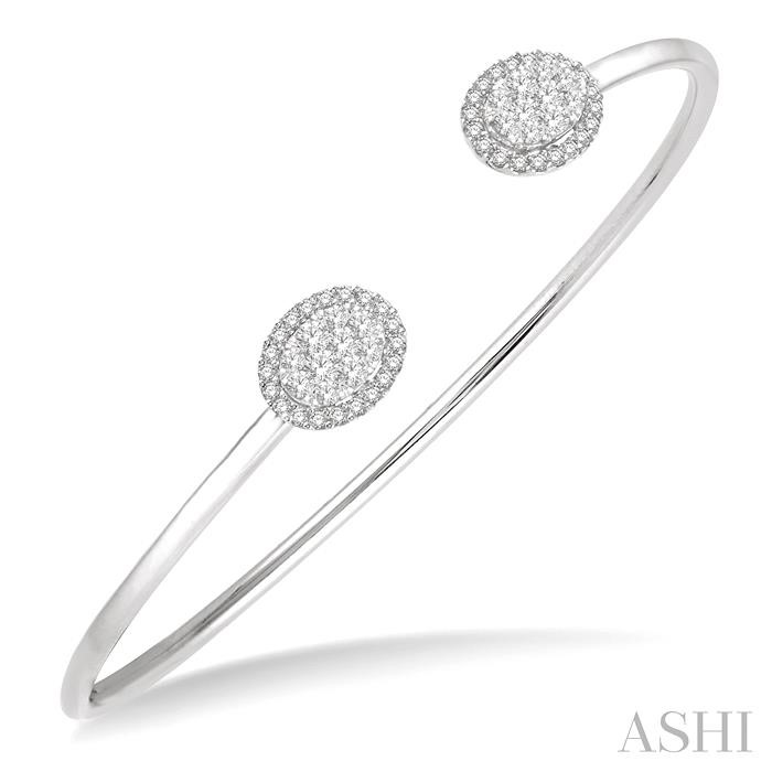 STACKABLE OVAL SHAPE LOVEBRIGHT ESSENTIAL DIAMOND OPEN CUFF BANGLE