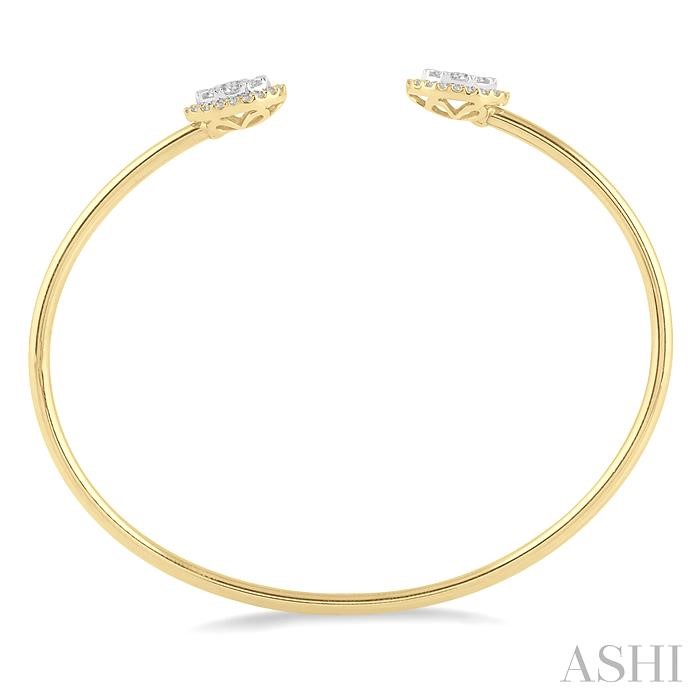 Stackable Oval Shape Halo Lovebright Essential Diamond Open Cuff Bangle-3