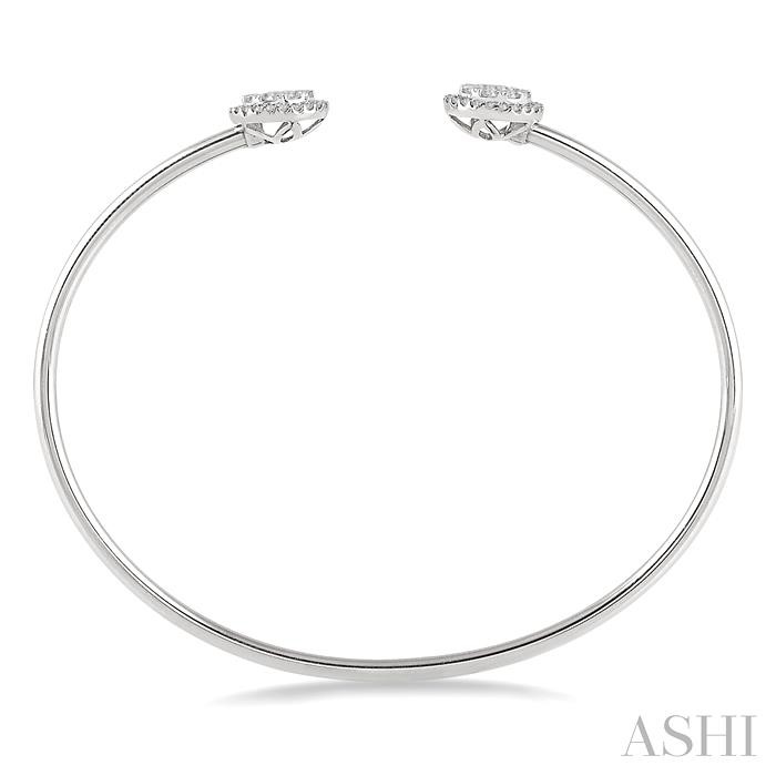 Stackable Round Shape Halo Lovebright Essential Diamond Open Cuff Bangle-3
