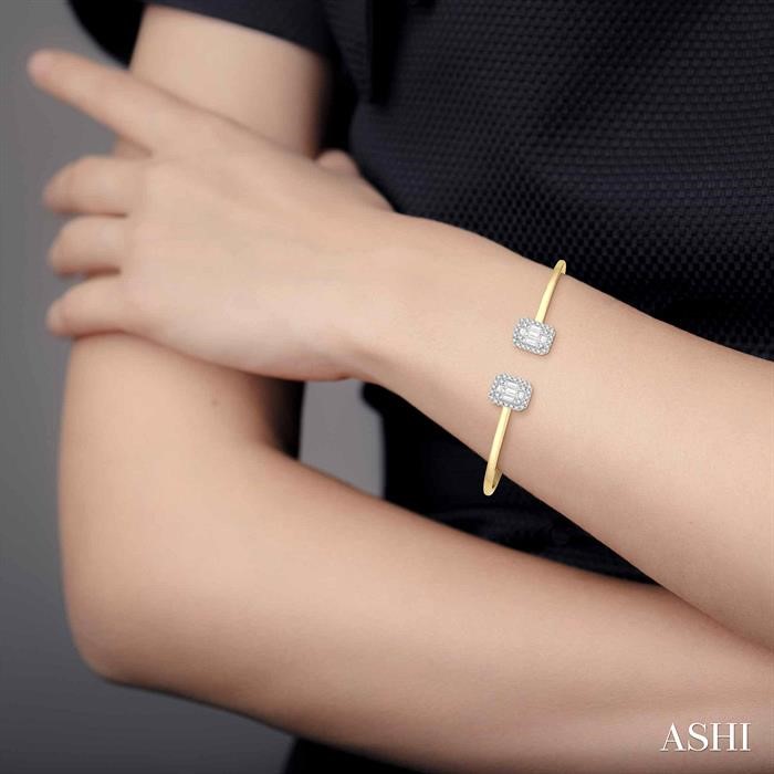 Stackable Halo Fusion Diamond Open Cuff Bangle-4